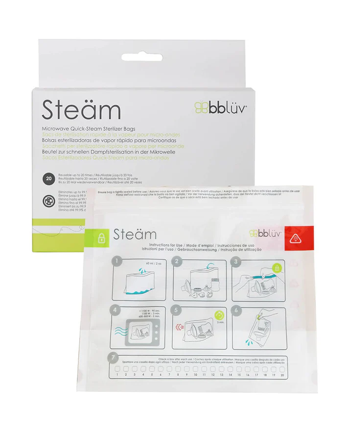 bbluv Microwave Quick Steam Sterilizer Bags White